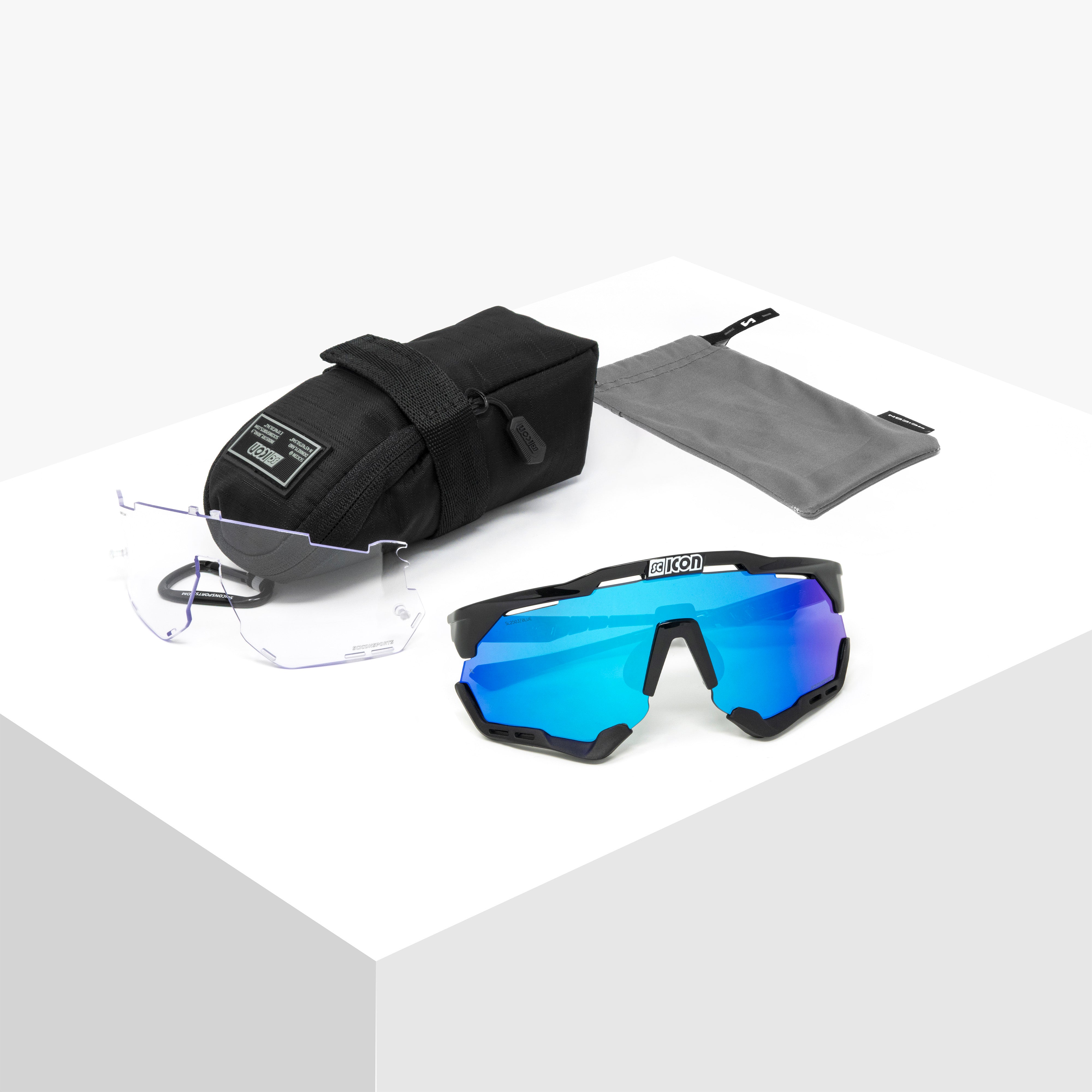 SC ICON AEROSHADE しましょー White/Blue Aeroshade Sport Sunglasses | Scicon Sports