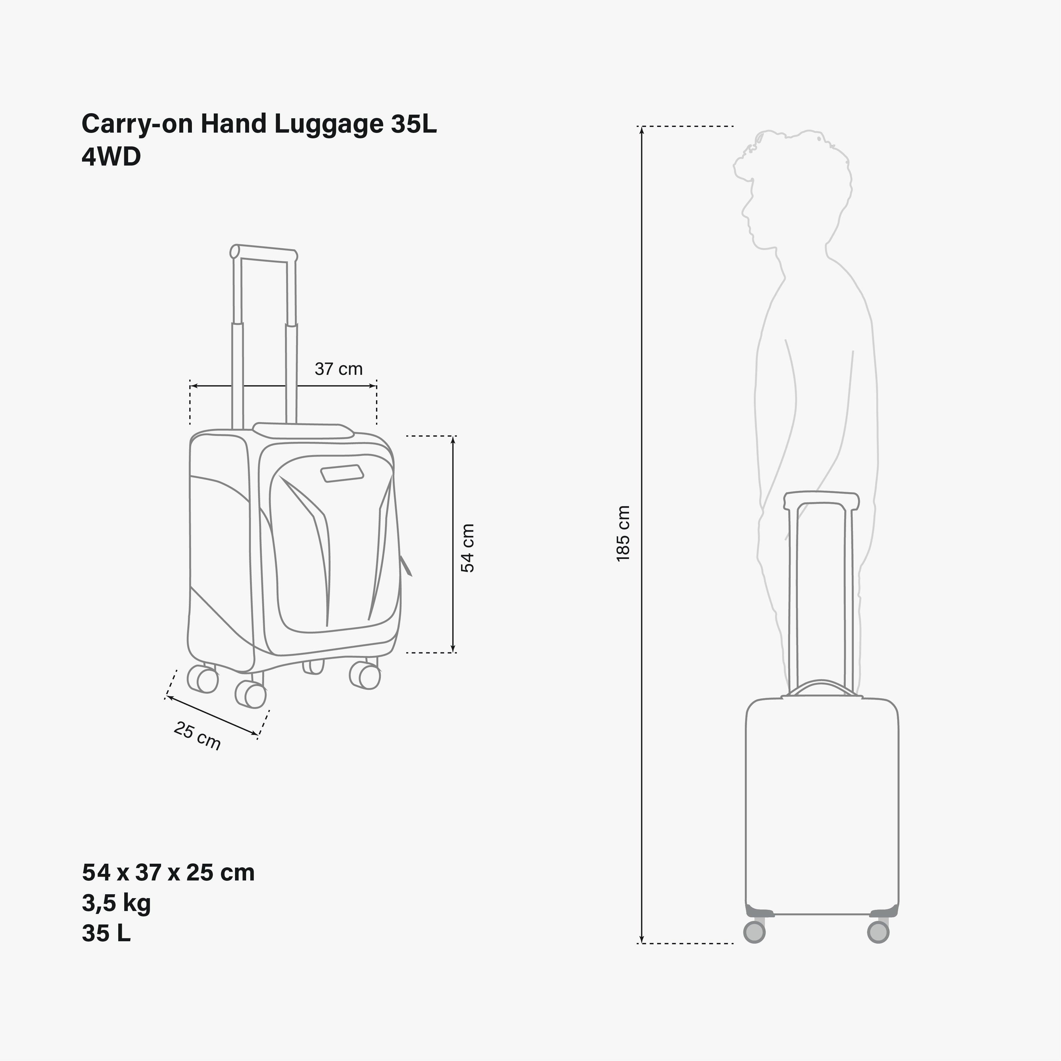 CABIN LUGGAGE 35L - 4WD - VEGAN LEATHER SYNERSKIN™