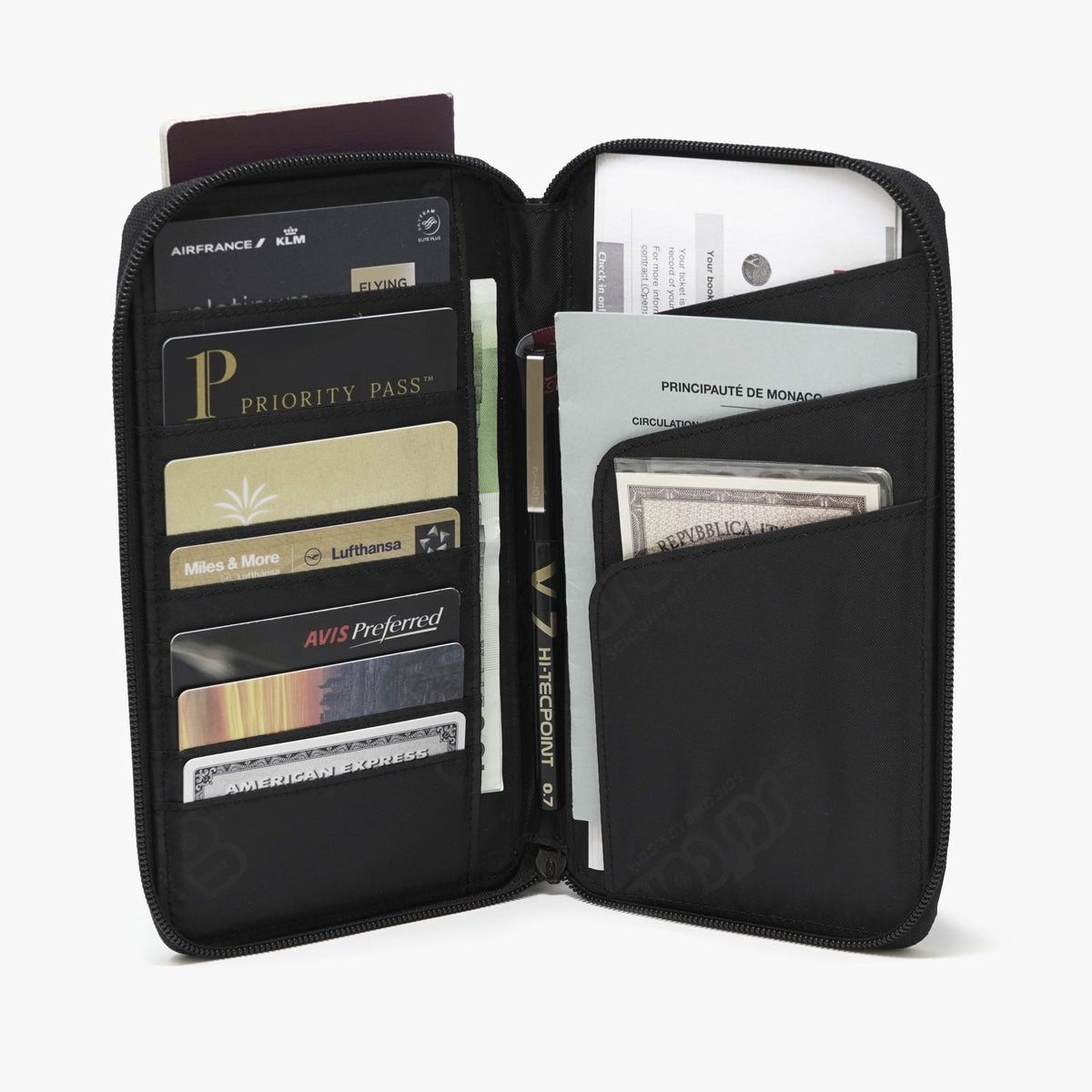 travel wallet open