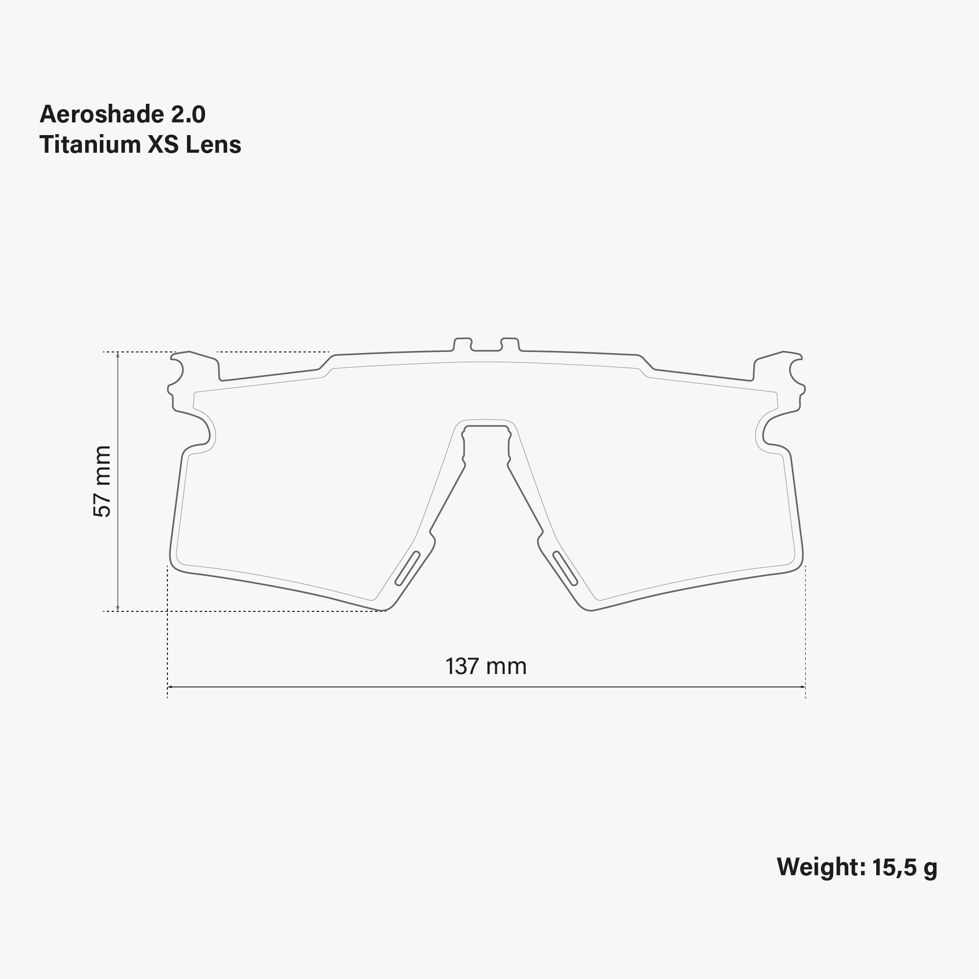 Aeroshade 2.0 Titanium XS Spare Lens Multimirror Sunburst dimensions