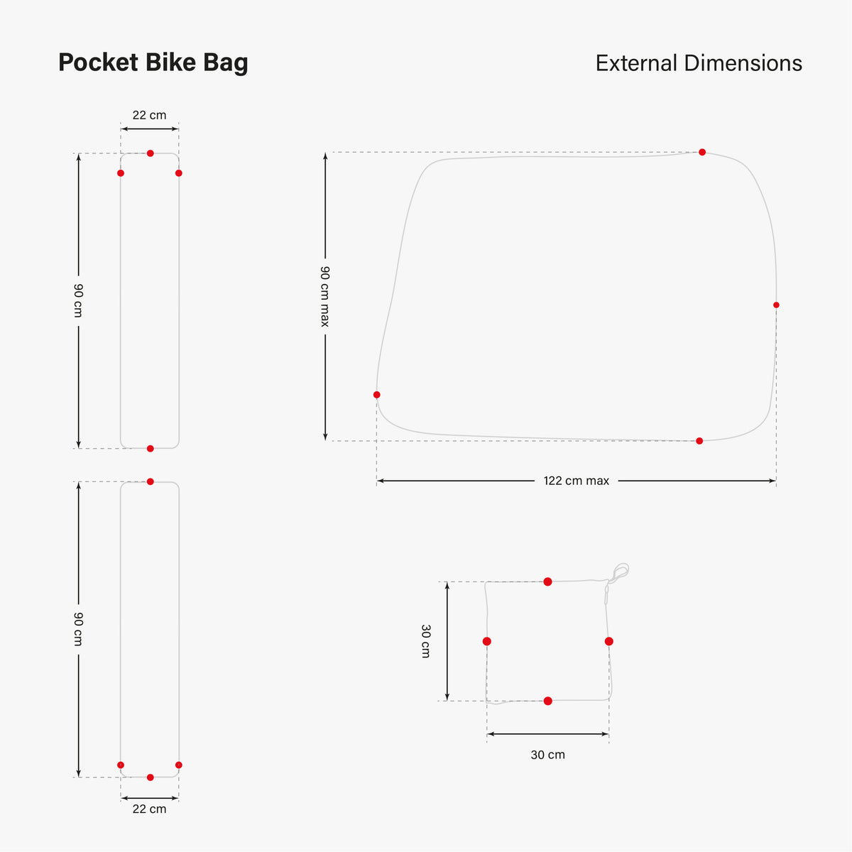 Pocket Bike Bag External Dimensions