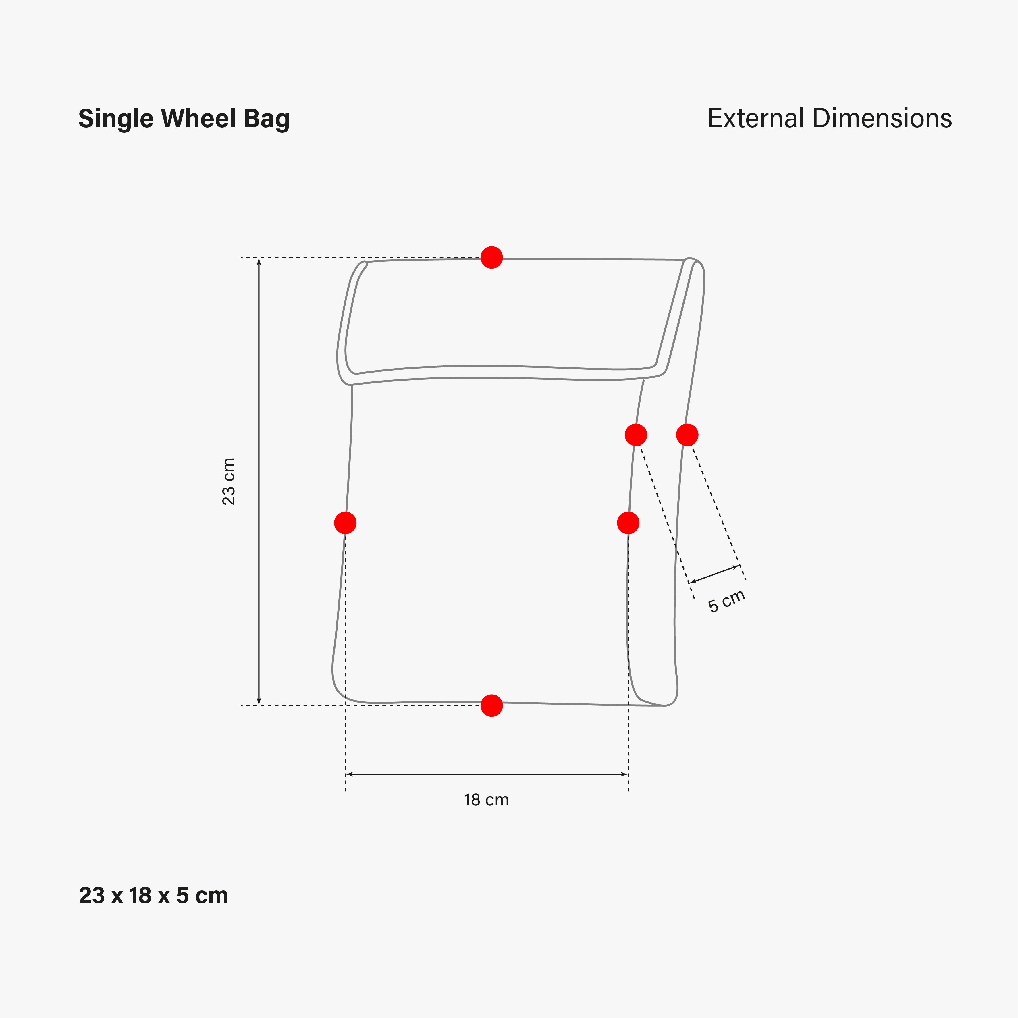 Single Wheel Bag External Dimensions