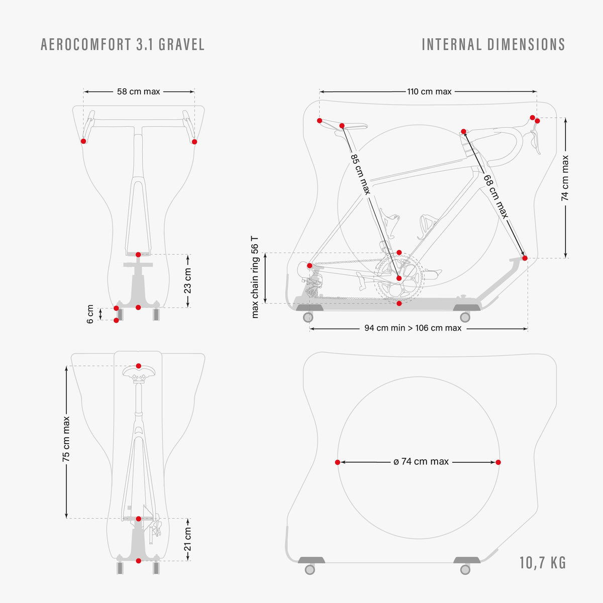 Aerocomfort Gravel dimensions
