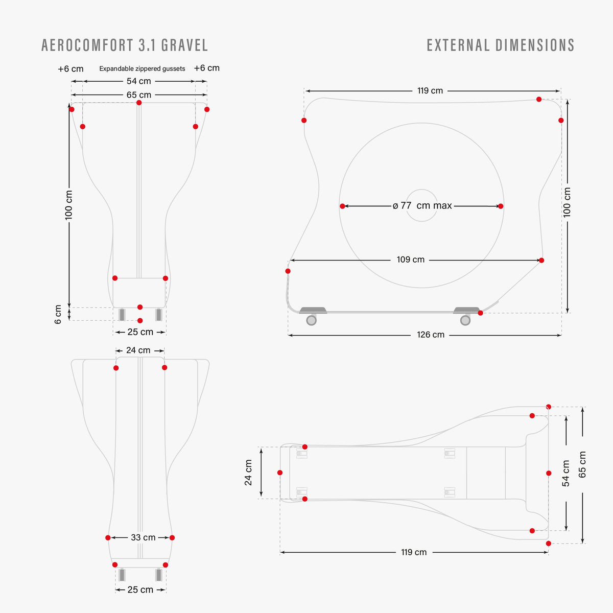 Aerocomfort Gravel dimensions
